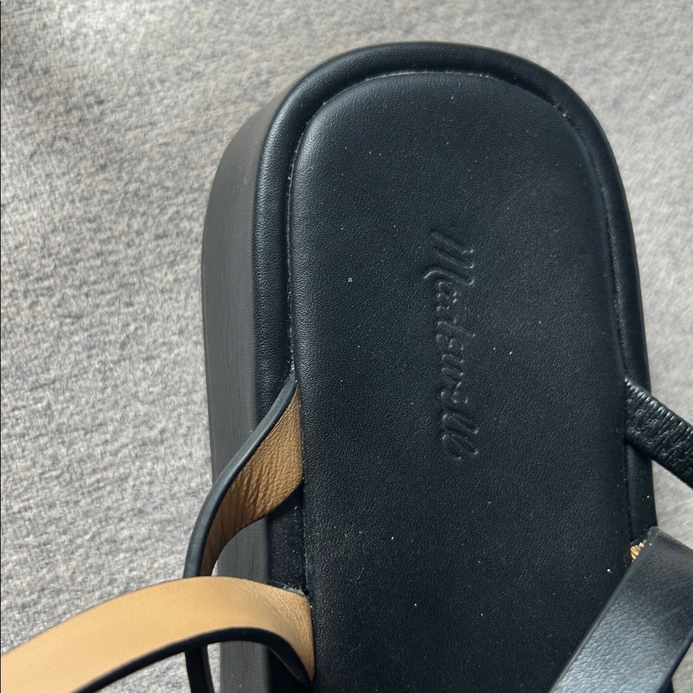 Madewell Black Leather Strappy Flat Sandals 7.5 - Picture 2 of 5